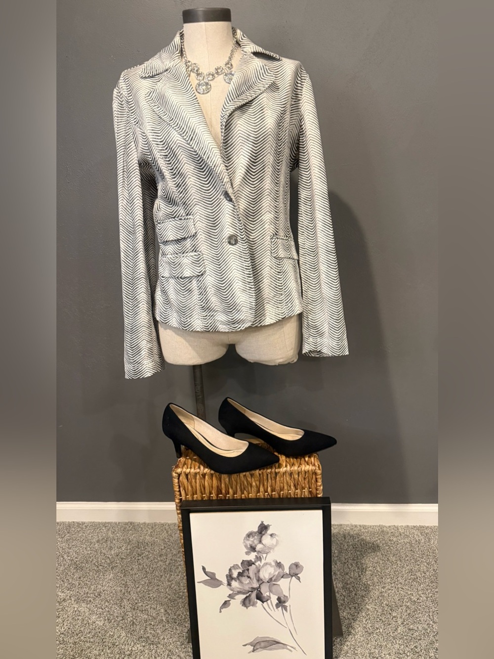 Black & White Chevron Tailored Blazer